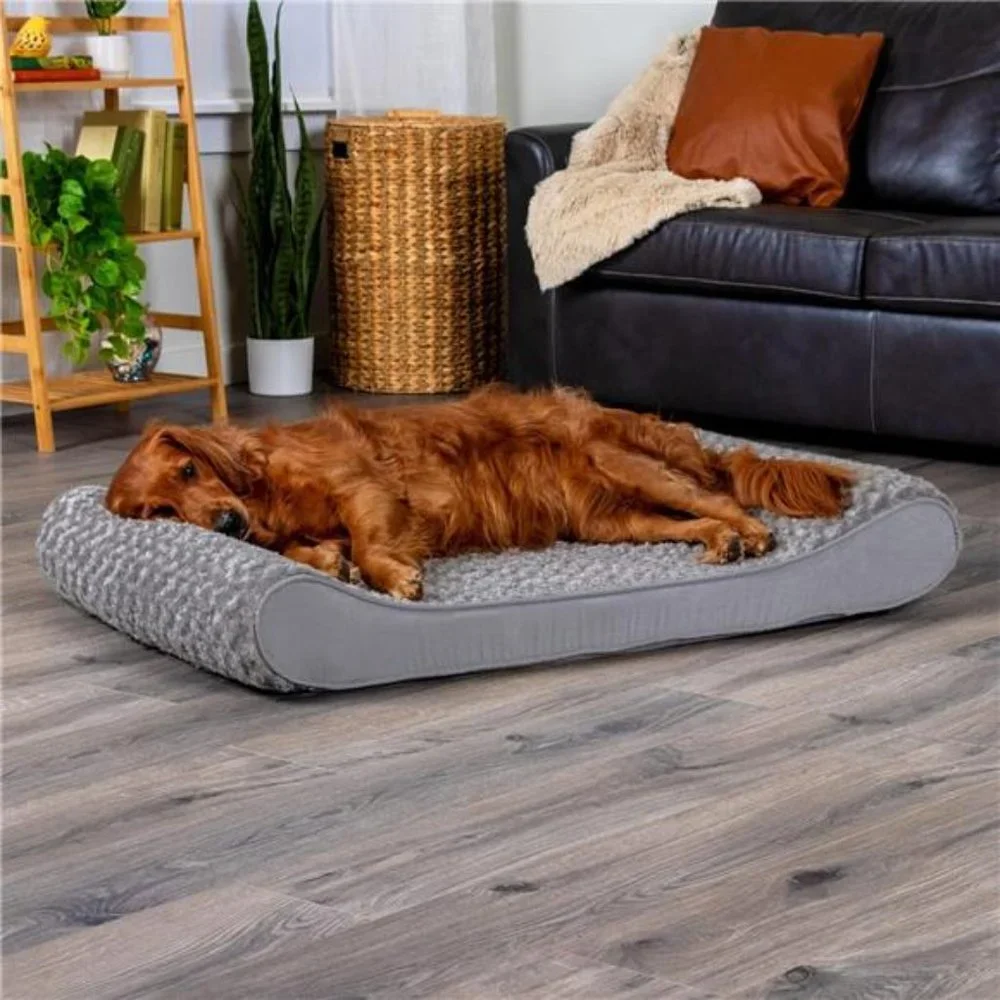Orthopedic Dog Bed for Large Dogs w/ Removable Washable Cover - Gray, Jumbo/XL